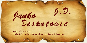Janko Despotović vizit kartica